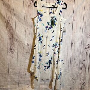 For Cynthia Linen Floral Summer Spring Lace Sleeveless Midi Dress NWT Large